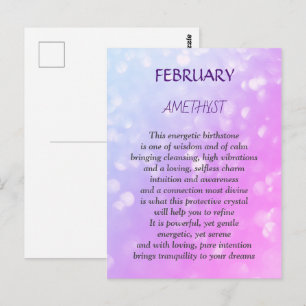 Februari födelsesten Amethyst design Vykort