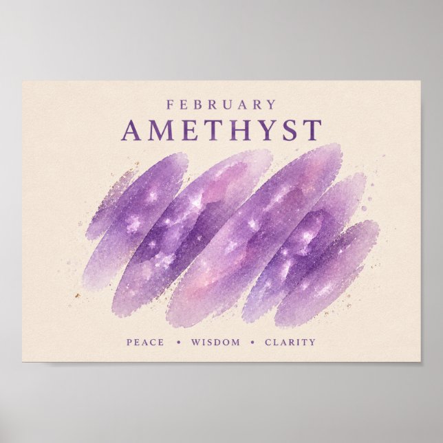 Februari födelsesten Amethyst Konst A4 Poster (Framsidan)