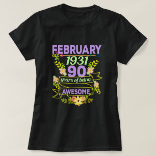 Februari Girl 1931 90:e födelsedagsgåva T Shirt
