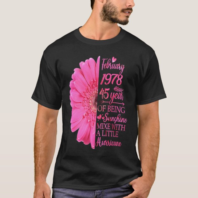 Februari Girl 1978 T 45 Years 45 Birthday T Shirt (Framsida)
