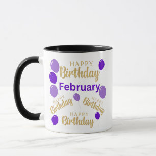 februari grattis på födelsedagen Mugg