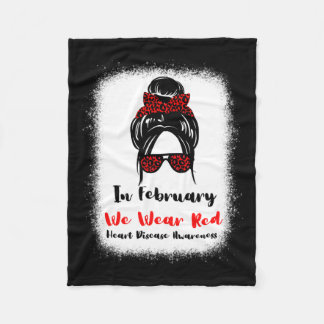 Februari Heart Health Go Red Messy Bun Women Fleecefilt