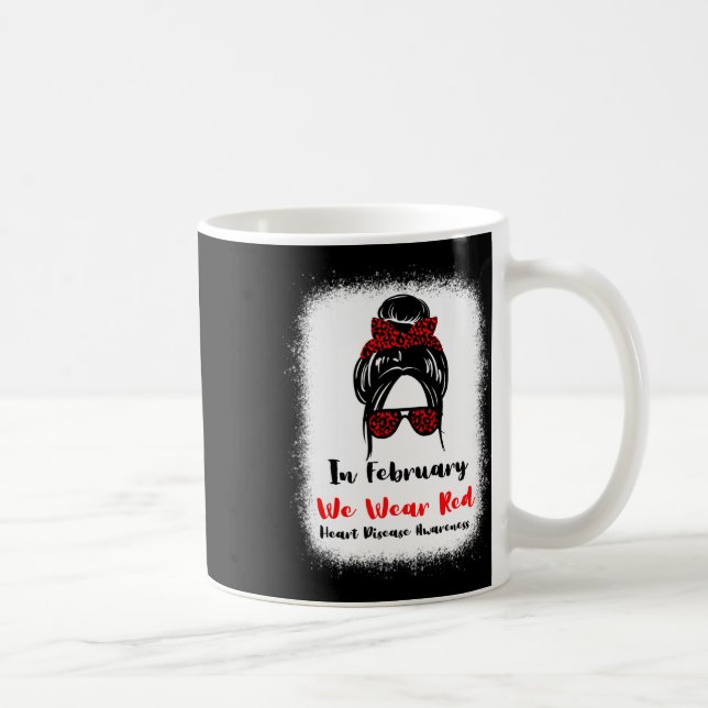 Februari Heart Health Go Red Messy Bun Women Kaffemugg (Höger)