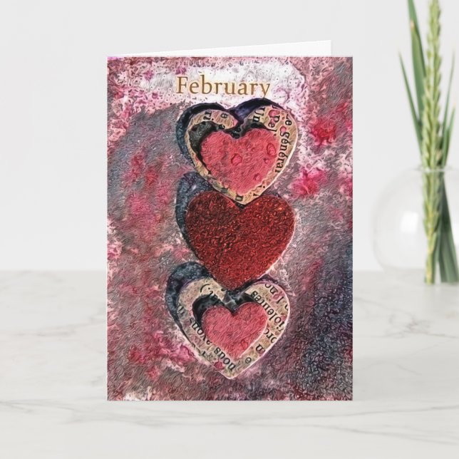 Februari hjärtavalentin helgkort (Framsida)