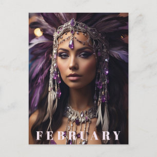 *~* FEBRUARI Huvudprydnad Boho AMETHYST AP53 Vykort