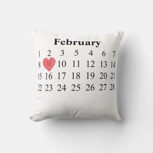 Februari kalender - flyttninghjärta över DIN dag Kudde (Framsida)