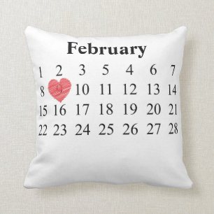 Februari kalender - flyttninghjärta över DIN dag Kudde