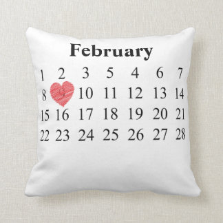 Februari kalender - flyttninghjärta över DIN dag Kudde