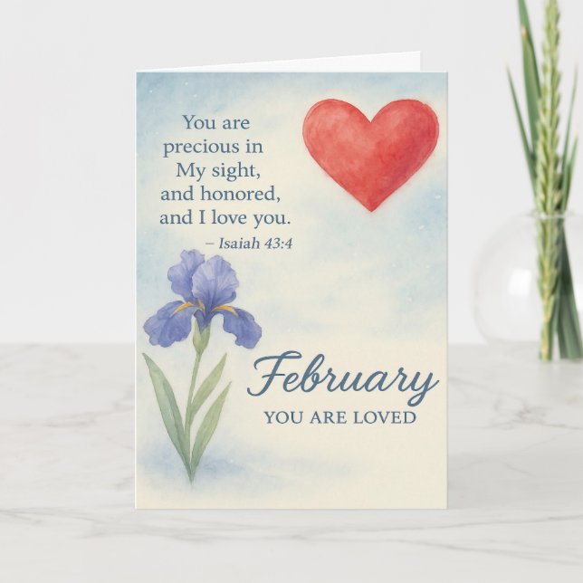 Februari kärlek med hjärta Inspirerande blomster Helgkort (Framsida)
