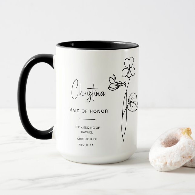 februari Maid of honor | Violet Birth Flower Mugg (Med munk)