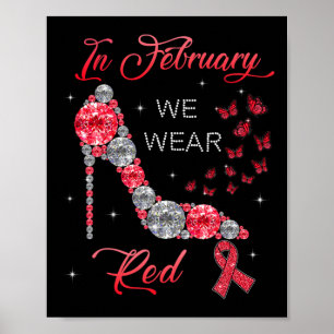 Februari Vi Bära Red Butterflies Heart Disease Awa Poster