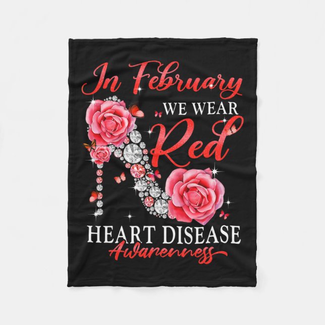 Februari Vi Bära Red Butterfly Heart Disease Medve Fleecefilt (Framsidan)