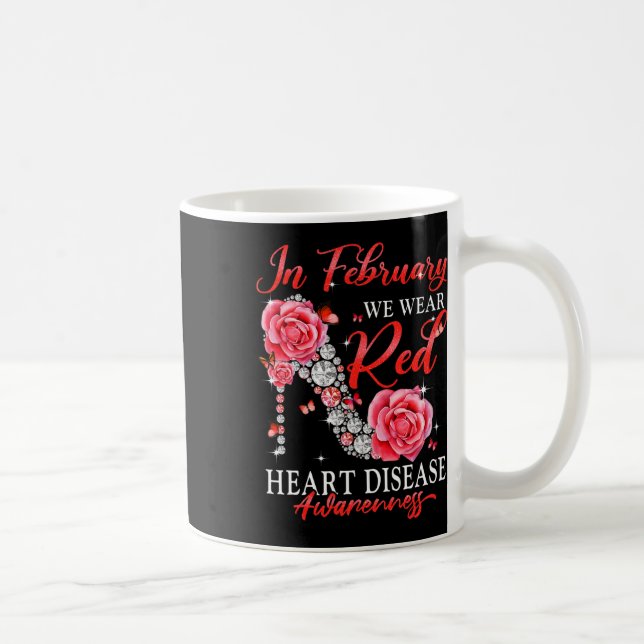 Februari Vi Bära Red Butterfly Heart Disease Medve Kaffemugg (Höger)