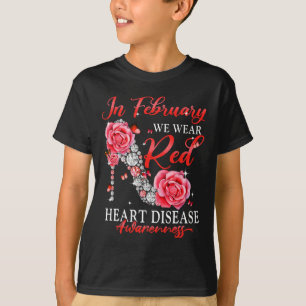 Februari Vi Bära Red Butterfly Heart Disease Medve T Shirt