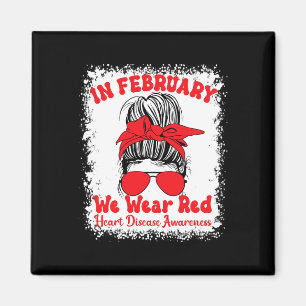 Februari Vi Bära Red Heart Disease Awareness Messy Magnet
