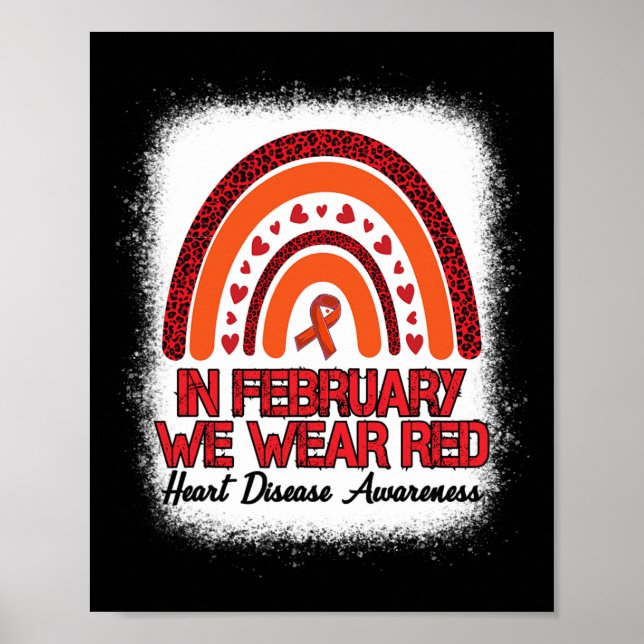 Februari Vi Bära Red Leopard Rainbow Bleached Red Poster (Framsidan)