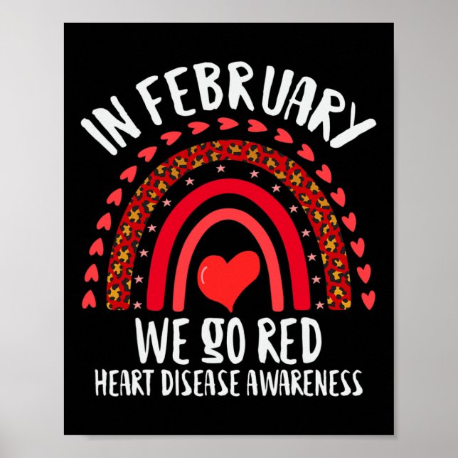 Februari Vi går Red Heart Disease Awareness Red Ra Poster (Framsidan)