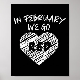 Februari Vi går till medvetande om röda hjärtsjukd Poster