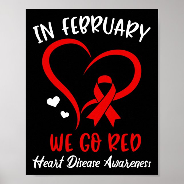 Februari Vi går till Red American Heart Disease Aw Poster (Framsidan)
