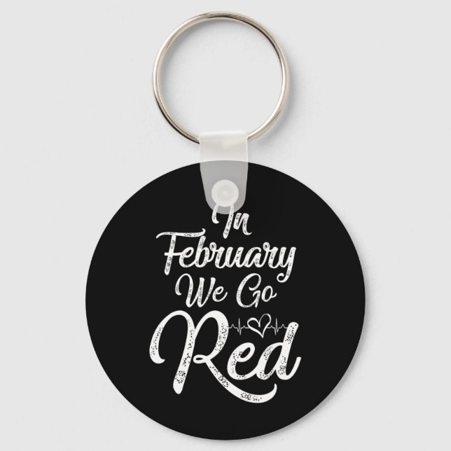 Februari Vi går till Red Heart Disease Awareness A Nyckelring (Framsida)