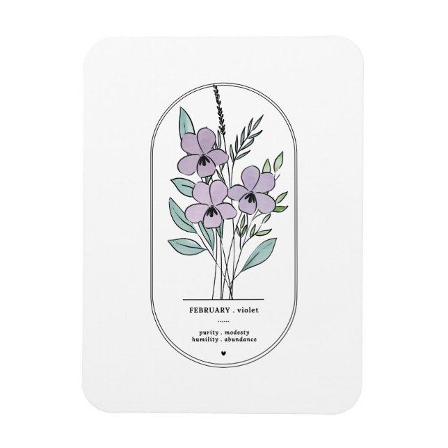 Februari Violet Birth Flower Magnet (Vertikal)