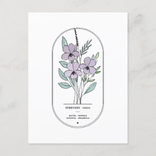 Februari Violet Birth Flower Vykort