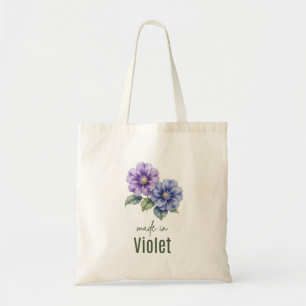 Februari Violett Födelseblomma väska Akvarell