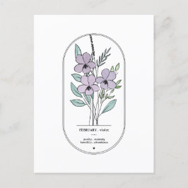 Februari Violett Födelseblomma  Vykort