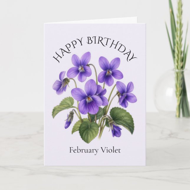 Februari Violett Födelsedag Kort (Framsida)