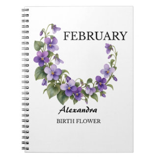 Februari Violett Födelsedagsblomma Anteckningsbok