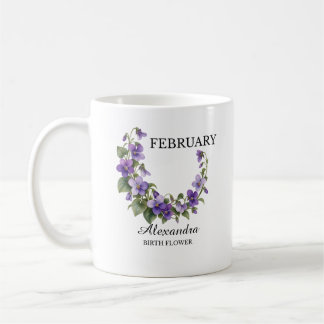 Februari Violett Födelsedagsblomma Kaffemugg