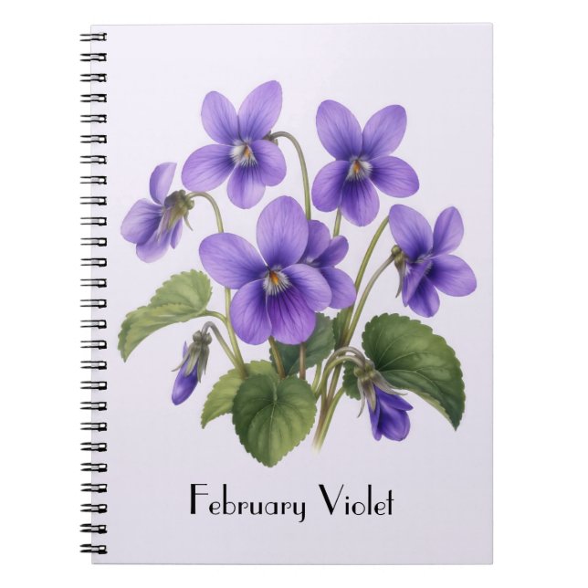 Februari Violetta Blommor Anteckningsbok (Framsidan)