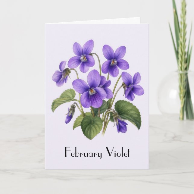 Februari Violetta Blommor Hälsning Kort (Framsida)