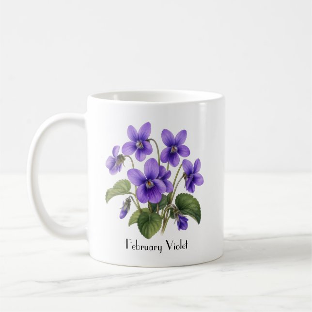 Februari Violetta Blommor Kaffemugg (Vänster)