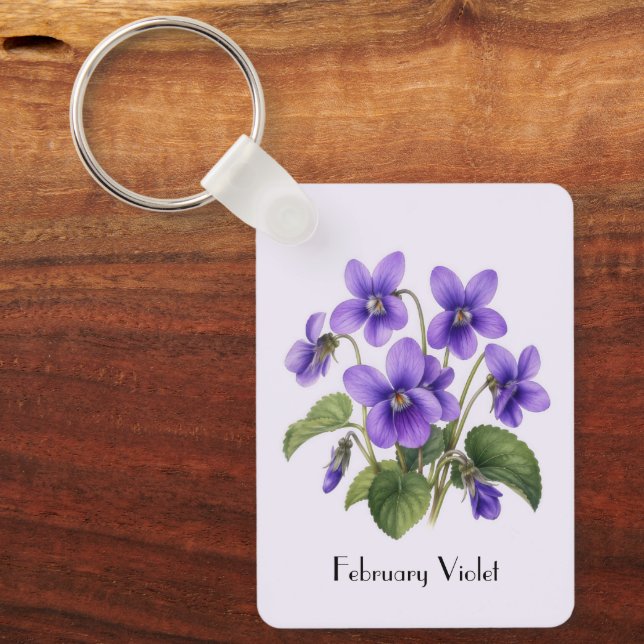 Februari Violetta Blommor Nyckelring (Framsida)
