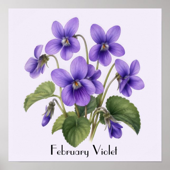 Februari Violetta Blommor Poster (Framsidan)