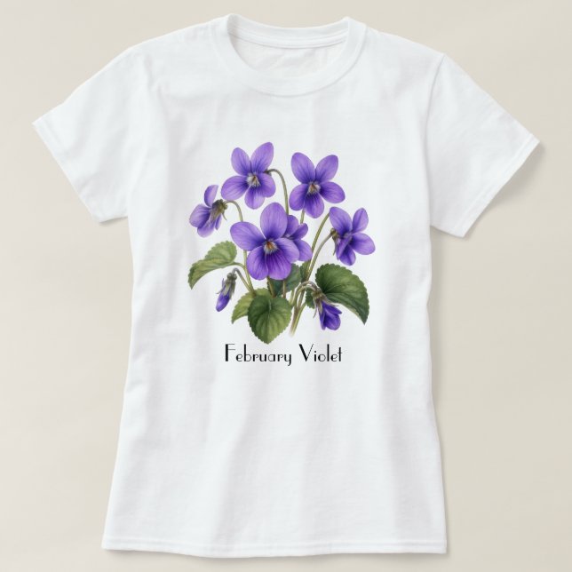 Februari Violetta Blommor T-Shirt (Design framsida)