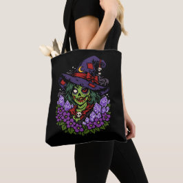 Februari Zombie-Häxa med Ädelstenar och Blommor Tygkasse
