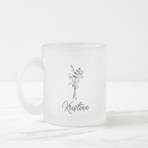 Februaris födelsedagsblomma & Elegant namn i skriv Frostad Glasmugg