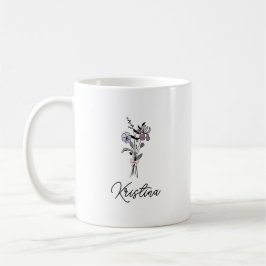 Februaris födelsedagsblomma & Elegant namn i skriv Kaffemugg