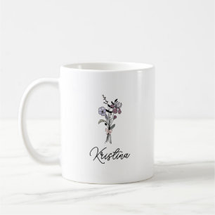 Februaris födelsedagsblomma & Elegant namn i skriv Kaffemugg