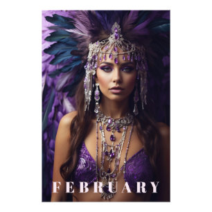 *~* FEBRUARY AP53 Headdress AMETHYST Boho Fototryck
