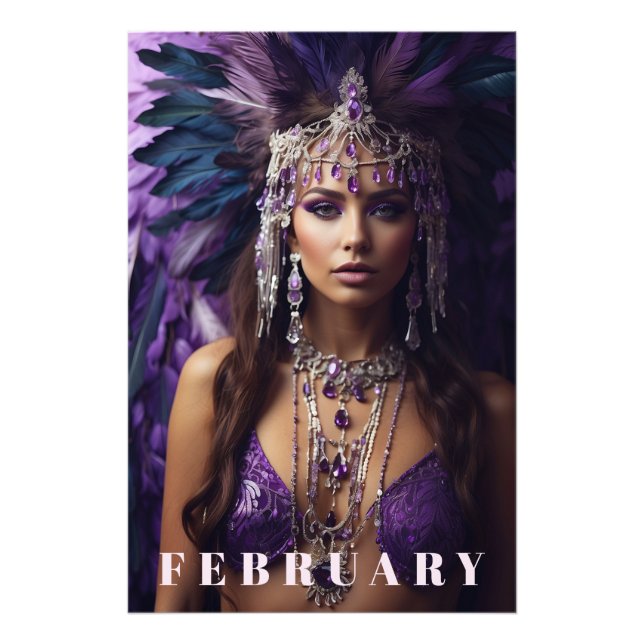 *~* FEBRUARY AP53 Headdress AMETHYST Boho Fototryck (Framsidan)