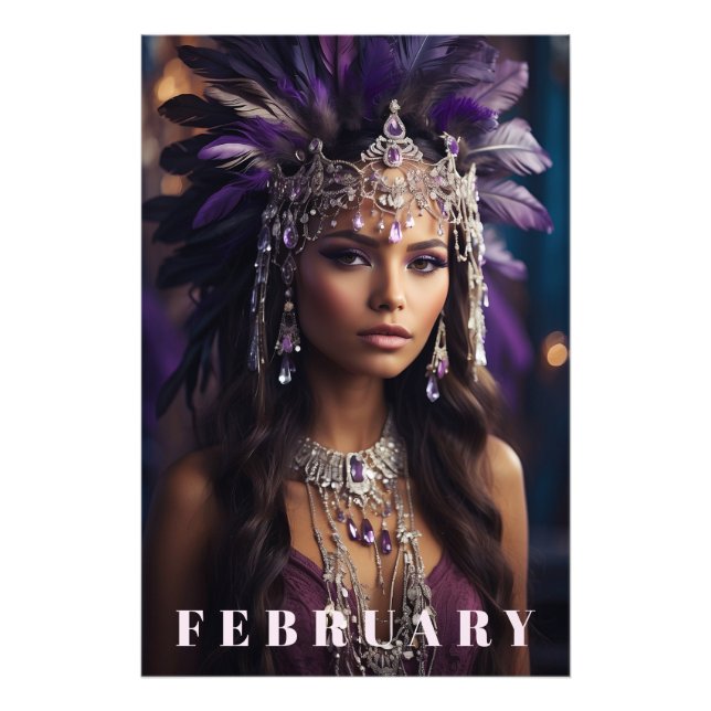 *~* FEBRUARY AP53 Headdress AMETHYST Boho Fototryck (Framsidan)