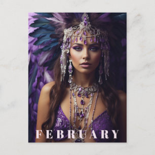 *~* FEBRUARY AP53 Headdress Boho AMETHYST Vykort