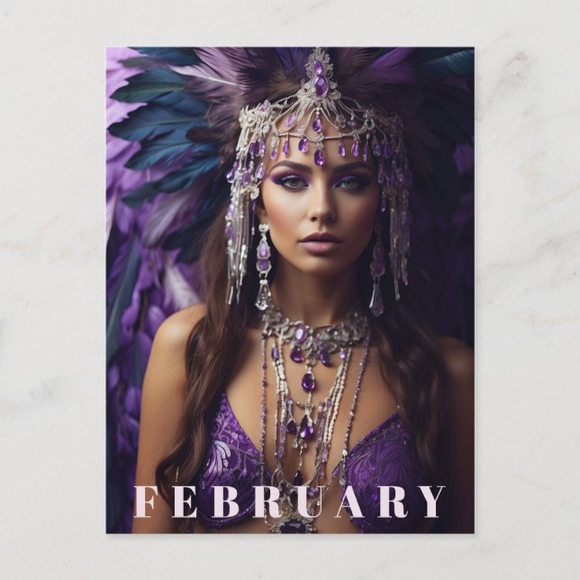 *~* FEBRUARY AP53 Headdress Boho AMETHYST Vykort (Framsida)