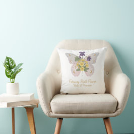 February Birth Flower Decorative Pillow Kudde
