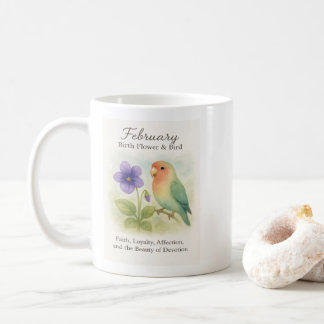 February Birthday Christian Floral Love Bird Kaffemugg