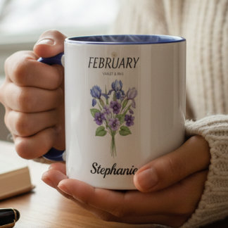 February Birthday Violet Iris Botanical Mugg