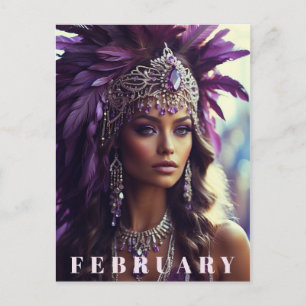 *~* FEBRUARY Headdress AP53 Boho AMETHYST Vykort